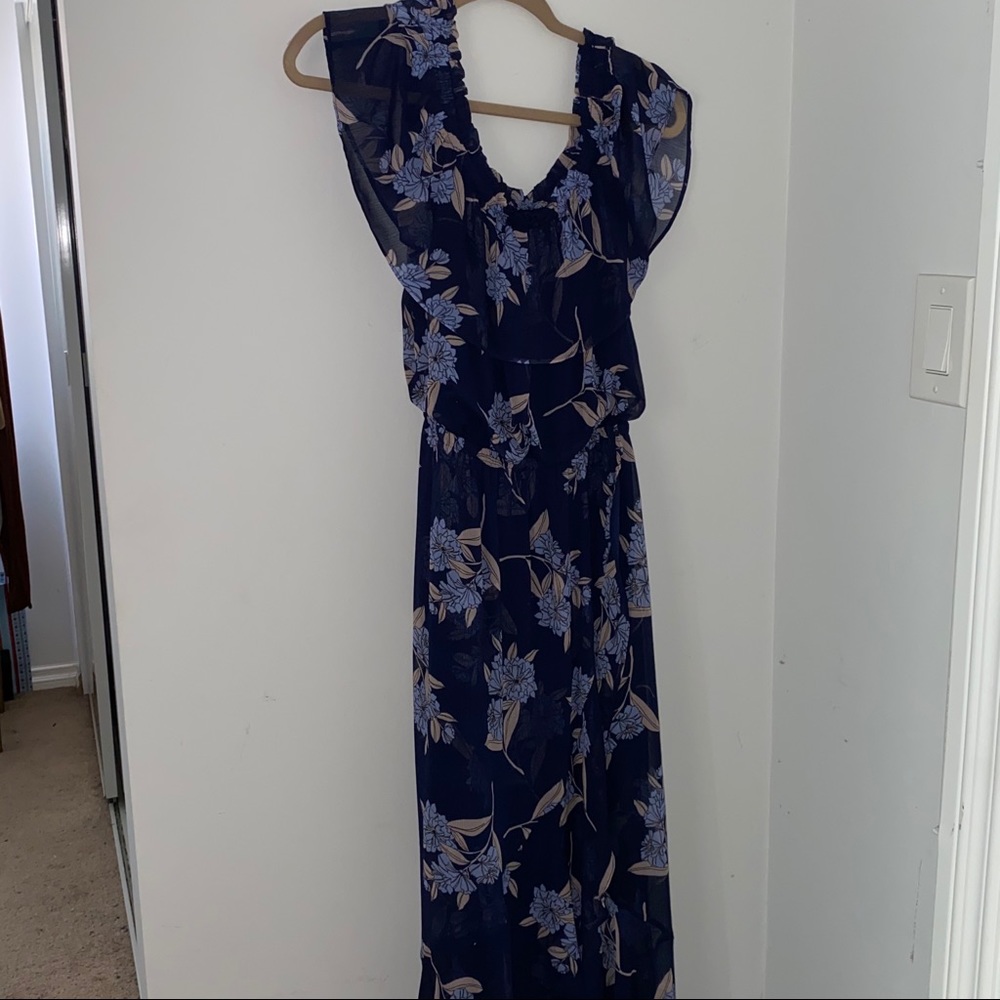 Floral print midnight blue maxi dress